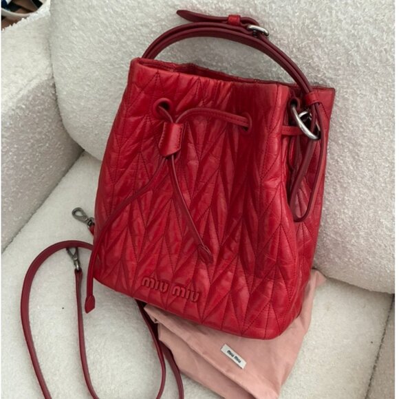 Miu Miu Matelassé Nappa Leather Bucket Bag - Picture 3 of 15